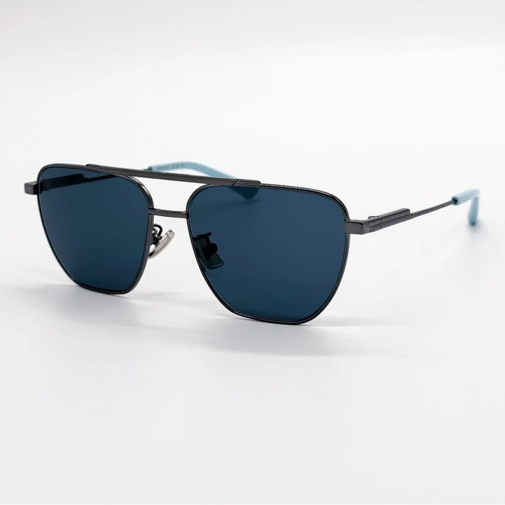 NEW BOTTEGA VENETA BV1236S 004 AVIATOR GREY BLUE METAL UNISEX SUNGLASSES